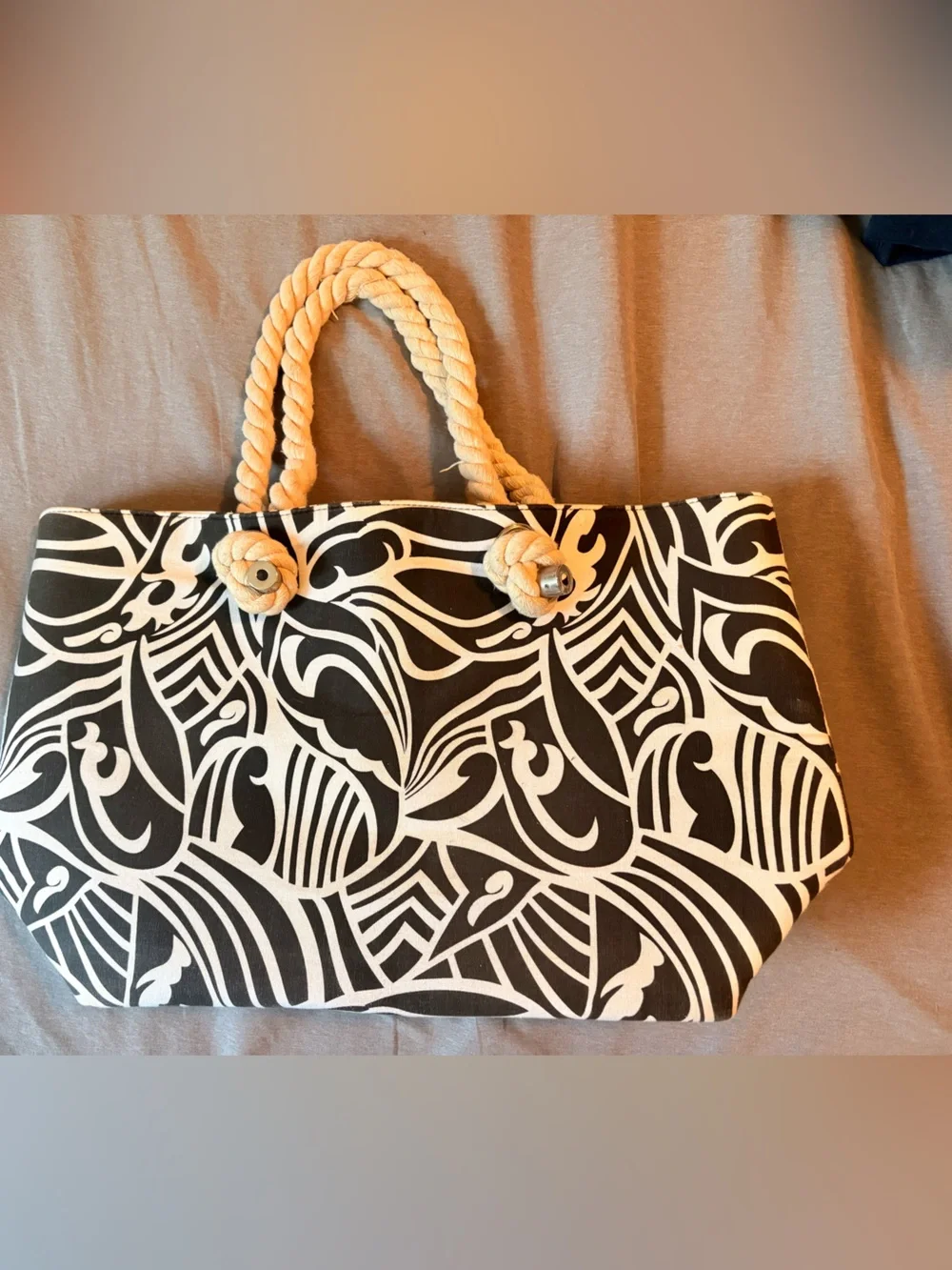 In Stitches Rope-Handle Beach Bag
